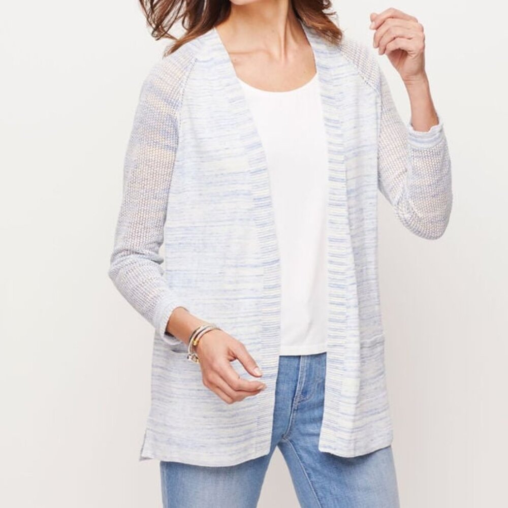 Talbots Blue/White Spacedye Cardigan